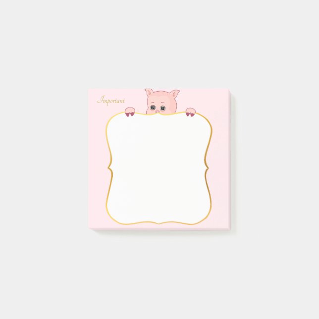 Cute Pig and Personalised Text Post-it Notes (Front)