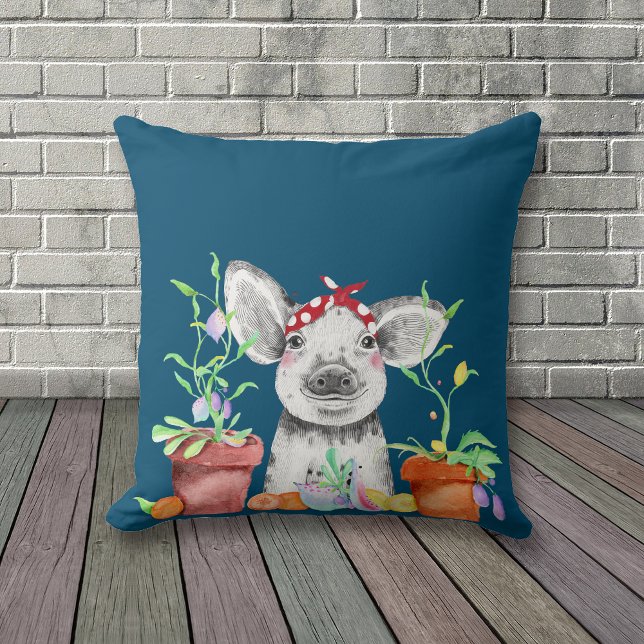 Cute Pig and Potted Plants Cushion (Creator Uploaded)