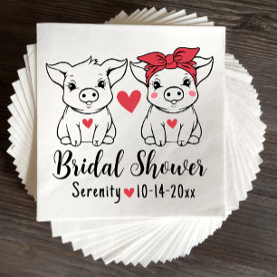 Cute Pig Bride Groom Country Farm  Bridal Shower Napkin