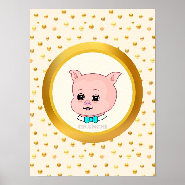Cute Pig Cartoon Poster (Front)