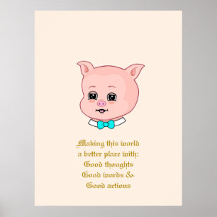 Cute Pig Cartoon Poster