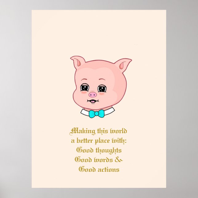 Cute Pig Cartoon Poster (Front)