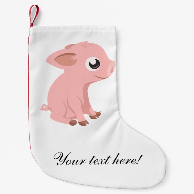 Cute pig cartoon small christmas stocking (Front)