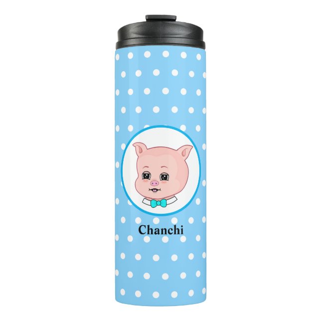Cute Pig Cartoon Thermal Tumbler (Front)