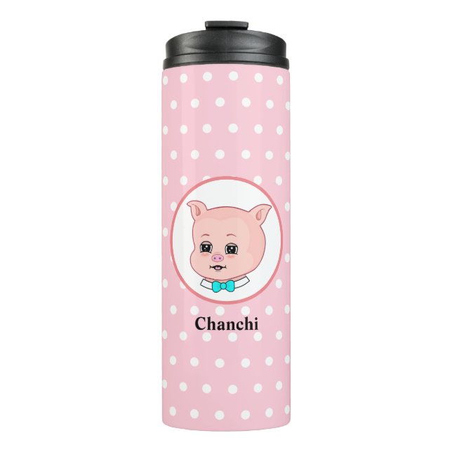Cute Pig Cartoon Thermal Tumbler (Front)