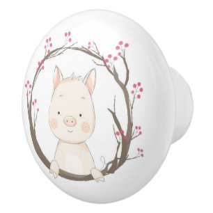 Cute Pig Ceramic Knob