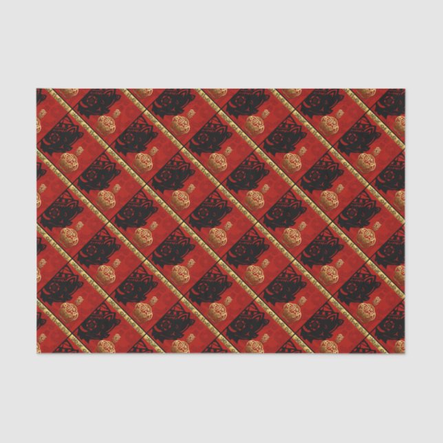 Cute Pig Chinese Year Zodiac Birthday Tissue Paper (Front)