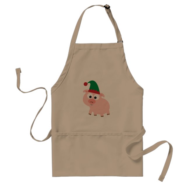 Cute Pig Christmas Elf Standard Apron (Front)