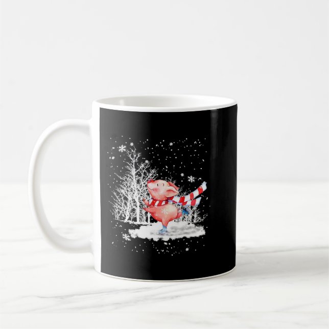 Cute Pig Christmas Tree On Snow Merry Pigmas Pajam Coffee Mug (Left)