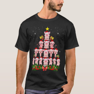 Cute Pig Christmas Tree With Ornament Xmas T-Shirt