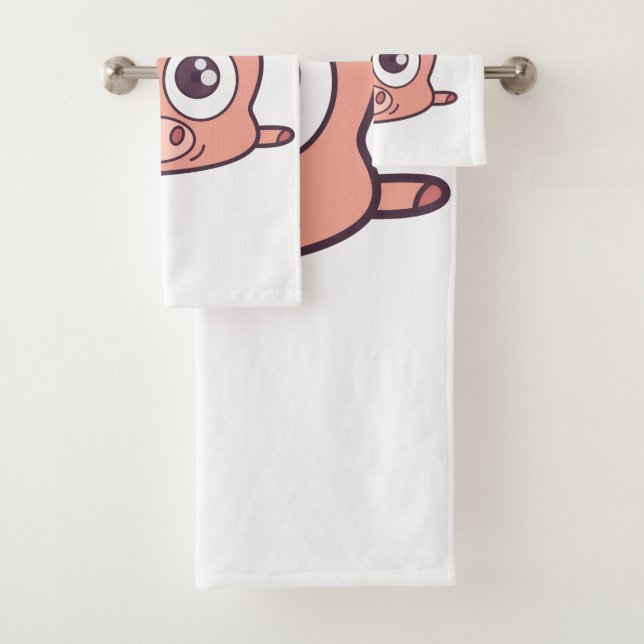 Cute pig clipart bath towel set (Insitu)