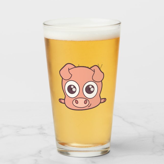 Cute pig clipart glass (Front Filled)