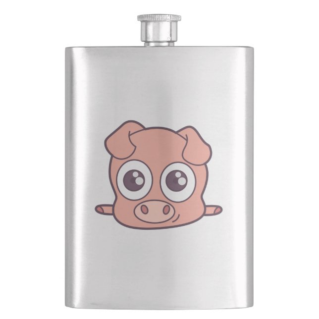 Cute pig clipart hip flask (Front)