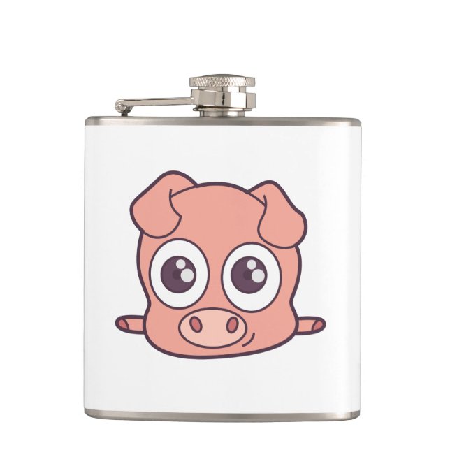 Cute pig clipart hip flask (Front)