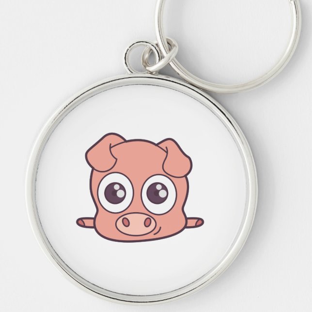 Cute pig clipart key ring (Front)