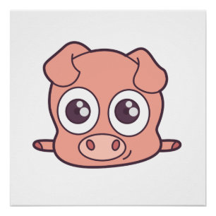Cute pig clipart poster