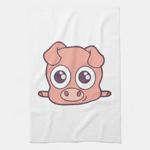Cute pig clipart tea towel