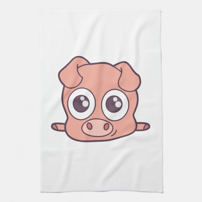 Cute pig clipart tea towel (Vertical)