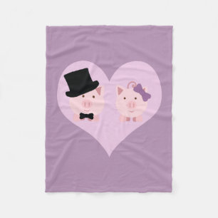 Cute Pig Couple Fleece Blanket
