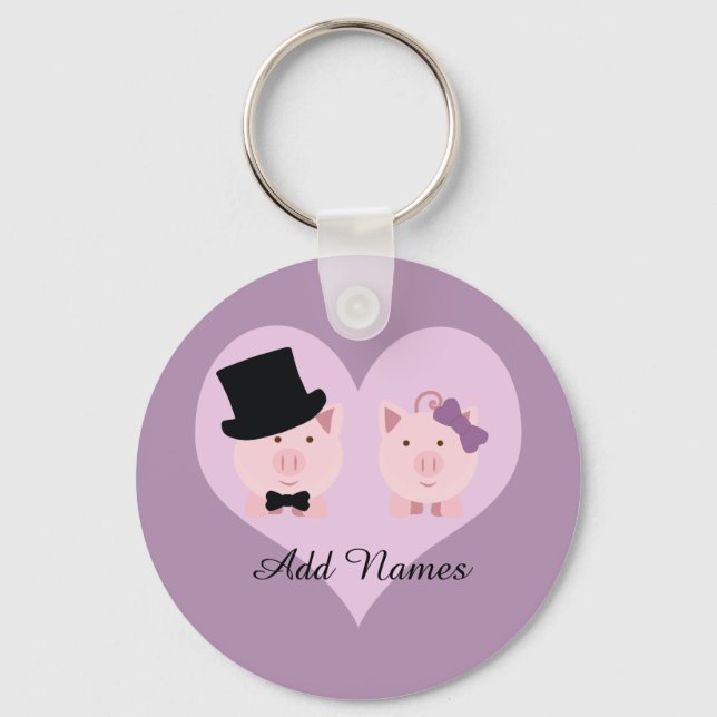 Cute Pig Couple Key Ring (Front)
