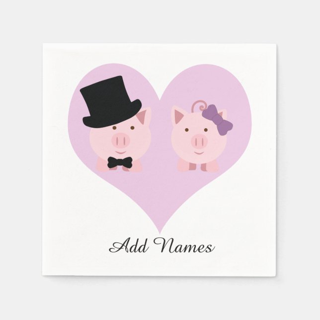 Cute Pig Couple Napkin (Front)