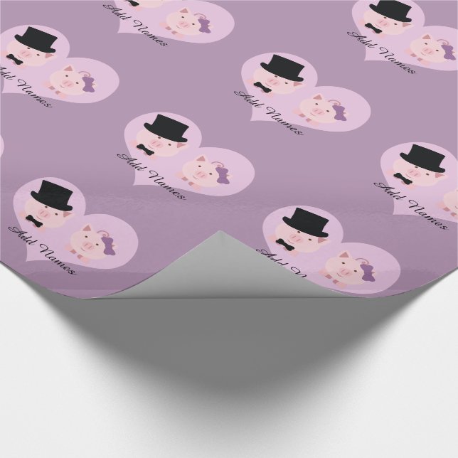 Cute Pig Couple Wrapping Paper (Corner)