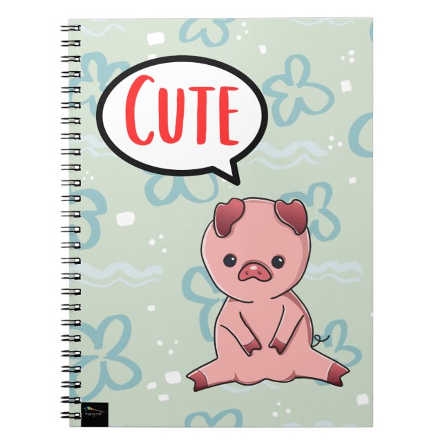 Cute Pig Doodle Comic Bubble Notebook (Front)