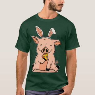 Cute Pig Eating Pizza T-Shirt