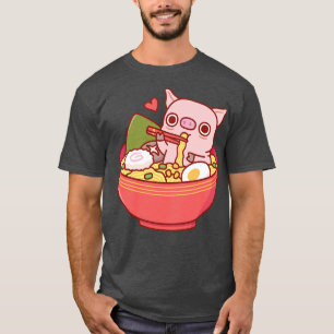 Cute Pig Eating Ramen Noodles In Bowl T-Shirt