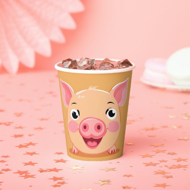 Cute Pig Face animal Farm zoo Birthday Party Paper Cups (Insitu)
