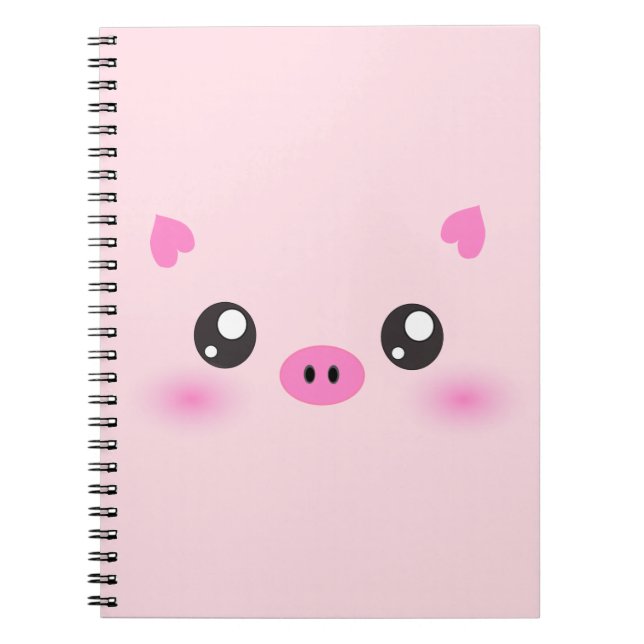 Cute Pig Face - kawaii minimalism Notebook (Front)