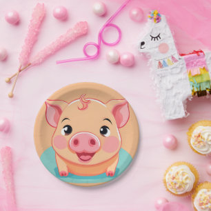 Cute Pig Face safari Wild jungle Birthday Party Paper Plate