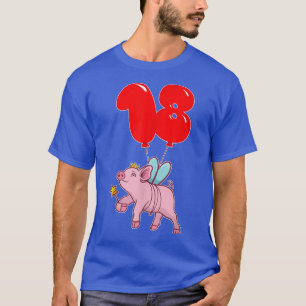 Cute Pig Fairy18th BirthdayKids Balloon Party  T-Shirt