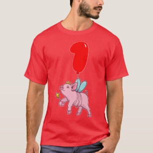 Cute Pig Fairy1st BirthdayKids Balloon Party T-Shirt