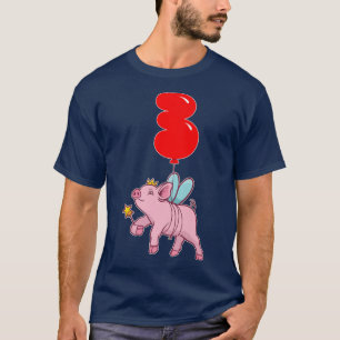 Cute Pig Fairy3rd BirthdayKids Balloon Party   T-Shirt
