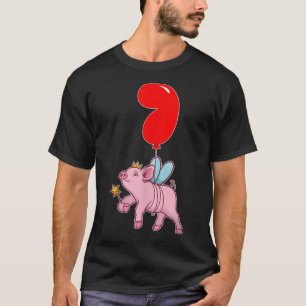 Cute Pig Fairy7th BirthdayKids Balloon Party  T-Shirt