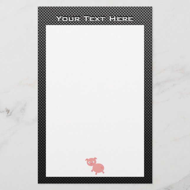 Cute Pig; Faux Carbon Fibre Stationery (Front)