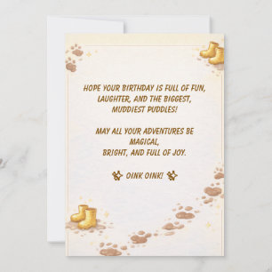 Cute Pig Golden Boots Muddy Puddle Party Kids Invitation
