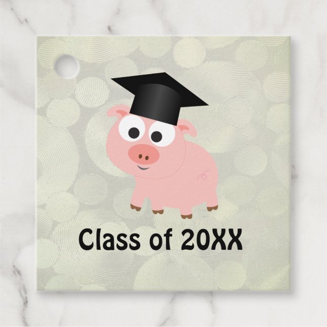 Cute Pig Graduation Favour Tags (Front)