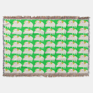 Cute Pig-green Throw Blanket