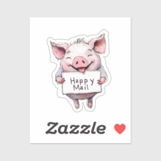 Cute Pig, Happy Mail, Sticker 