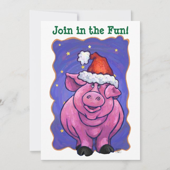 Cute Pig Holiday Party Invite (Front)