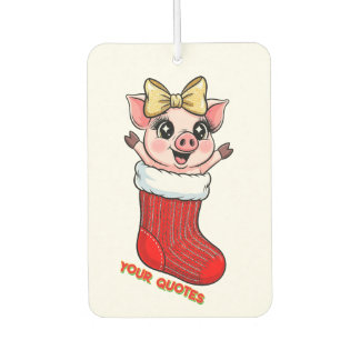 Cute Pig in Christmas Stocking Car Air Freshener