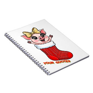 Cute Pig in Christmas Stocking Notebook