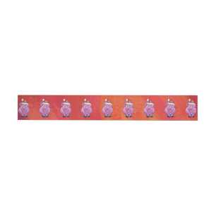 Cute Pig in Santa Hat on Red Wraparound Address Label