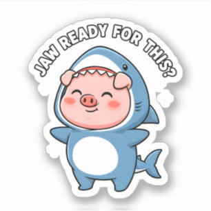 Cute Pig in Shark Costume "Jaw Ready For This?" 