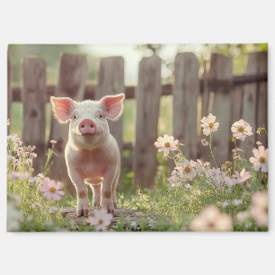 Cute Pig in the Flower Garden Magnet