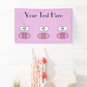 Cute Pig, Little Pig, Piggy, Pink Pig, Farm Animal Banner
