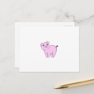 Cute Pig, Little Pig, Piggy, Pink Pig, Farm Animal Postcard