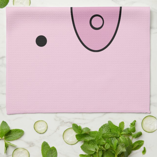 Cute Pig, Little Pig, Piggy, Pink Pig, Farm Animal Tea Towel (Folded)
